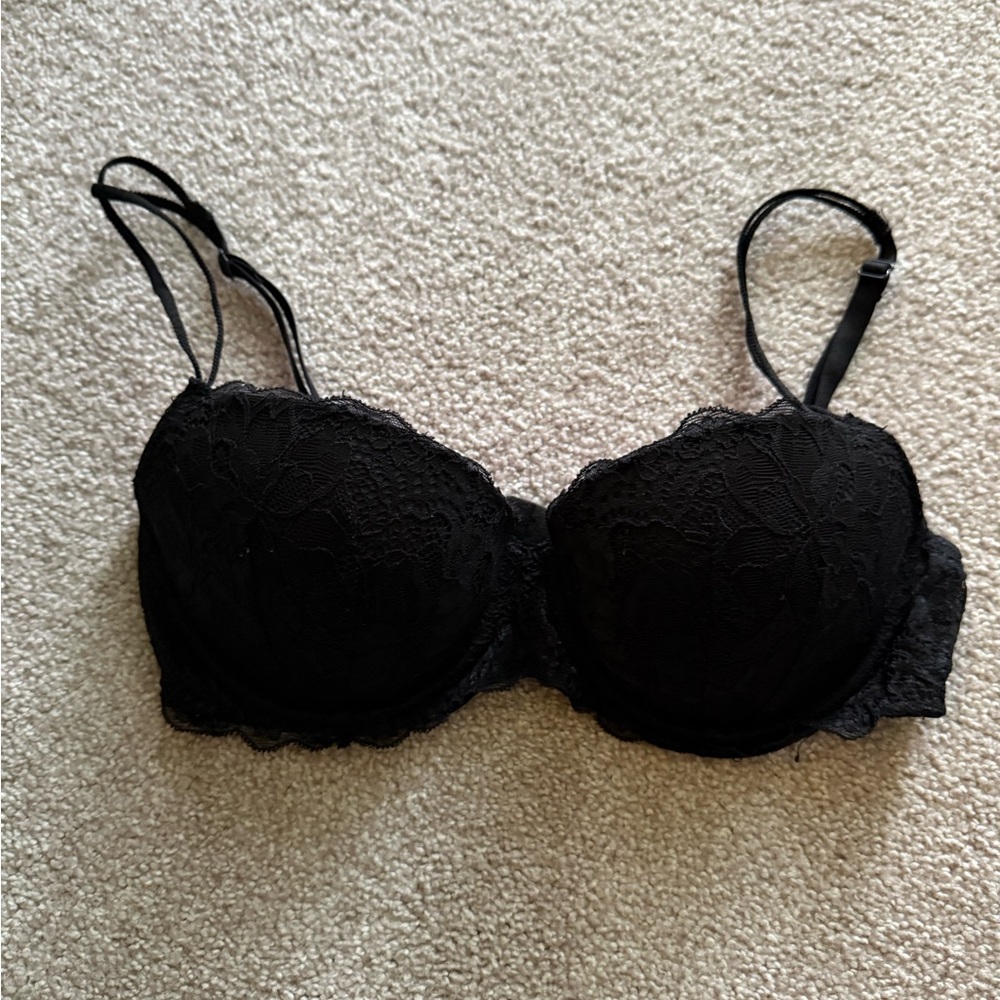 PINK Victoria's Secret Black push up Lace Bra